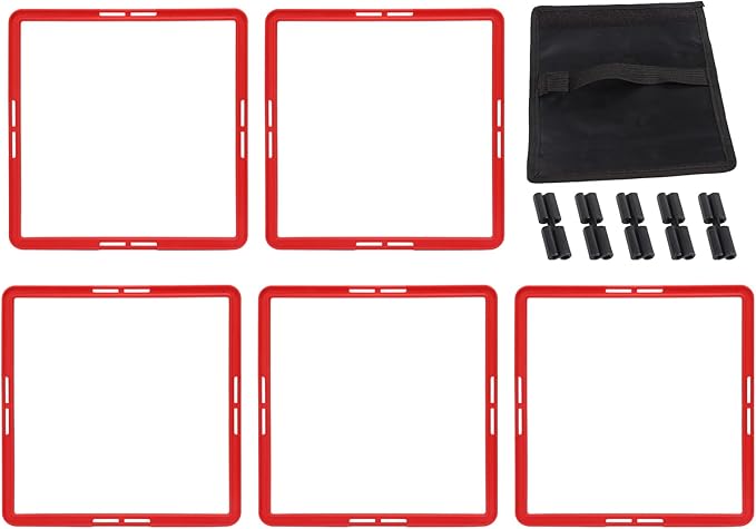 Quadrilateral Agility Rings Speed Rings with Carrying Strap and Clip, 5pcs Portable Agility Hurdles for Agility Footwork Training
