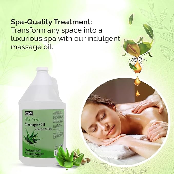 PRONAIL - Massage Oil, Aloe Vera, 128 Oz - Professional Full Body Massage Therapy, Manicure, Pedicure - Relax Sore Muscles and Repair Dry Skin, Enhanced with High Absorption Oils and Vitamin E