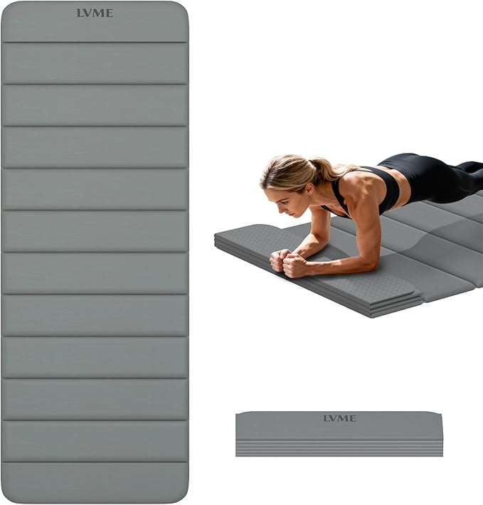Extra Thick Foldable Yoga Mat (10mm), SGS Certified TPE, Non-Slip & No Smell, 12-Fold Design for Ultra Portability And Easy Storage | for Yoga, Gym, Pilates, and Home Workouts, 76" x 26"