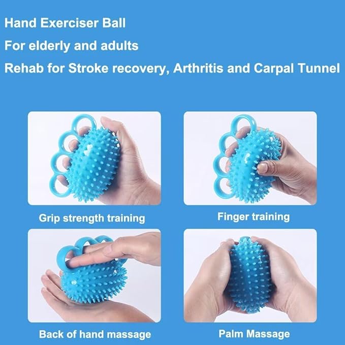 Hand Grip Strengthener Finger Exerciser Ball for Hand Physical Therapy, Stroke, Arthritis, Stress Relief, Muscles Massage, Gifts for Elderly Parents