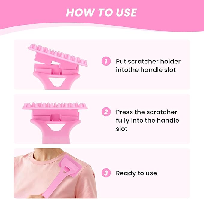 18.5-Inch Foldable Back Scratcher with ABS Polymer Resin Long Handle, Suitable for Men, Women, Adults with Rough Skin, The Best Gift for Parents and Loved Ones (E-Pink)