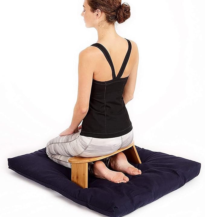 TsoLay Meditation Bench with Folding Legs, Meditation Chair with Round Edges, Easy on HIPS and Knees, Comfortable for Kneeling or Sitting, Perfect for Deeper & Longer Outdoor Meditation