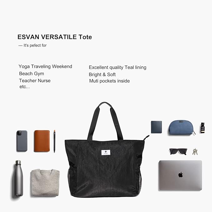 ESVAN Yoga Mat Bag Yoga Tote Carrier Shoulder Bag Carryall Tote for Office,Yoga,Pilates,Travel,Beach and Gym