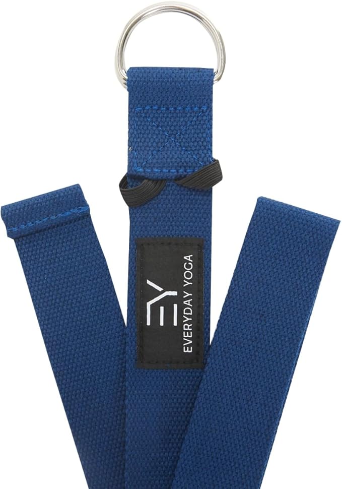 Everyday Yoga Strap with Metal D-Ring - Durable Stretching Strap for Yoga, Pilates, Flexibility & Physical Therapy (6ft, 8ft, 10ft)