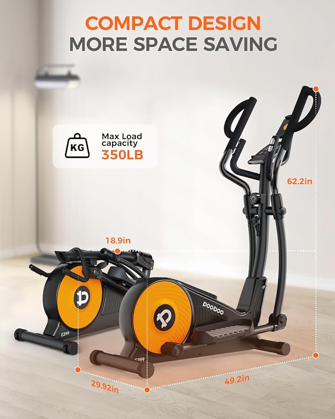 pooboo Elliptical Machine, Elliptical Exercise Machine with 16-Level Resistance&Quiet Magnetic Driving System, Elliptical Machine for Home with LCD Monitor,15.5-17IN Stride, 350LBS Weight Capacity