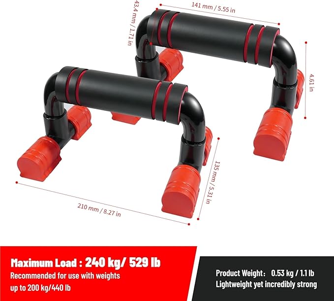Push Up Bars 2pcs Anti-slip Footpads Workout Stands for Strength Training, Push Up Stands Pushup Handles