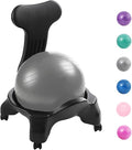 CMYUN Yoga Ball Chair Ergonomic Chair with Replaceable Balls, Stability Yoga Ball Chair for Office Home Classroom, Exercise Ball Seat with Wheels & Back Support (Color : Light Gray)