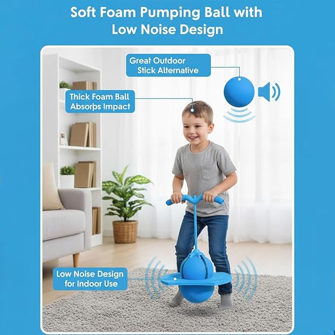 Childrens Balance Jumping Ball, 2026 Upgraded Non-Slip Jumping Balance Board for Kids, Crazy Bouncing Ball with Handle and Pump, High Jump Toy Bounce Jump Trick Board for Kids & Adults