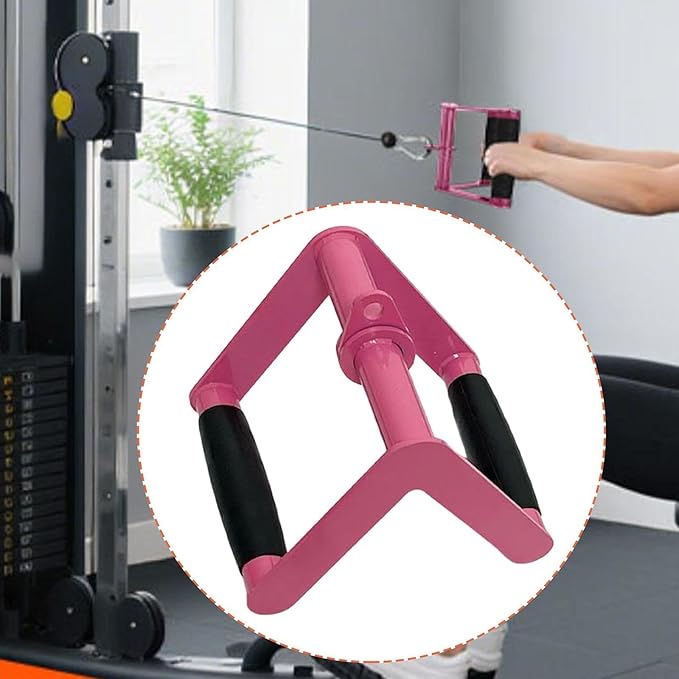 pistro V Bar Cable Attachment for LAT Pulldown & Rows - Steel & TPE Double Handle (18cmx15cm/7.1" x5.9) - Home & Gym Strength Training Equipment