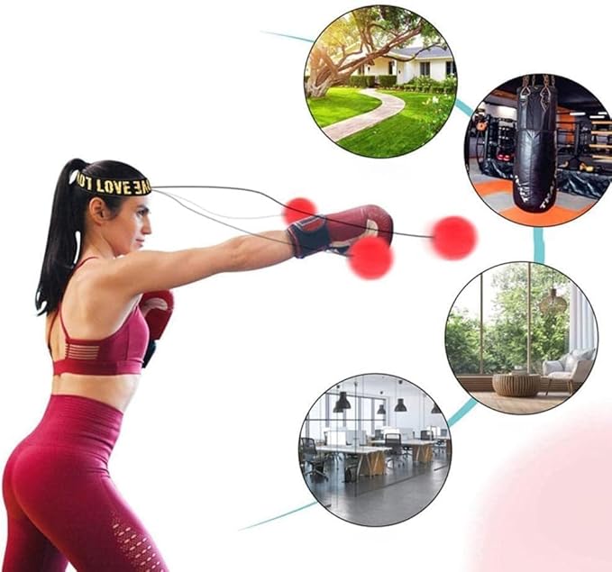 1Pc Red Boxing Reflex Ball,Boxing Equipment for Training at Home,Improve Reaction Speed and Hand Eye Coordination,Boxing Ball with Adjustable Elastic Head Band Speed and Agility,Sports Reaction Balls