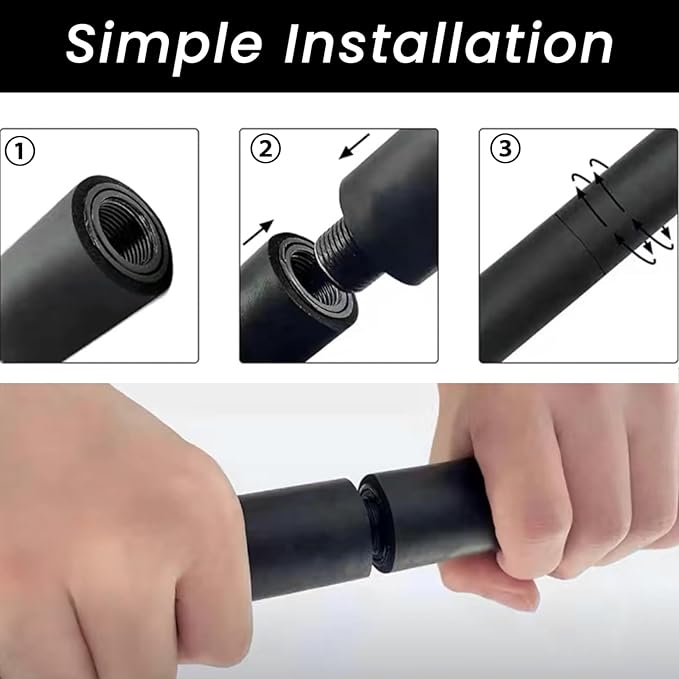 Pilates Bar, Detachable 3 Section 39 Inch Pilates Stick, Black Spreader Bar with 360° Swivel Loop End, Equipment for Home Exercise, Gym