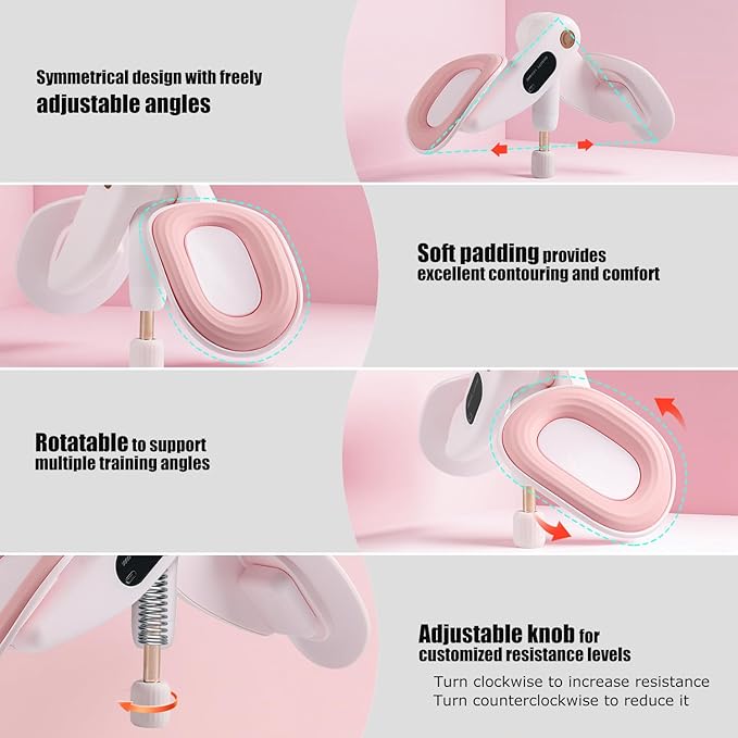Inner Thigh & Pelvic Floor Trainer for Women, Adjustable Hip Toner with LED Counter, Compact Kegel Exercise Device for Home, Office & Postpartum
