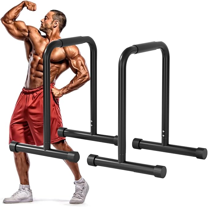 440lbs Heavy Duty Adjustable Height Strength Training Dip Stands Station, Home Gym Fitness Workout Dip bar Station,Tricep Dips, Pull-Ups, Push-Ups