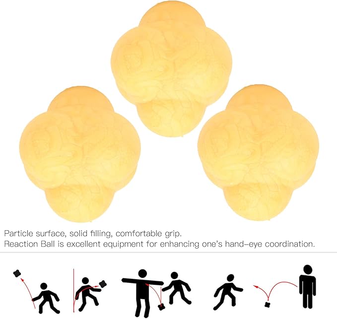 Reaction Ball, 3Pcs Hex Bounce TPR Balls for Hand Eye Coordination Training, Agility Drills for Baseball Football Basketball Soccer