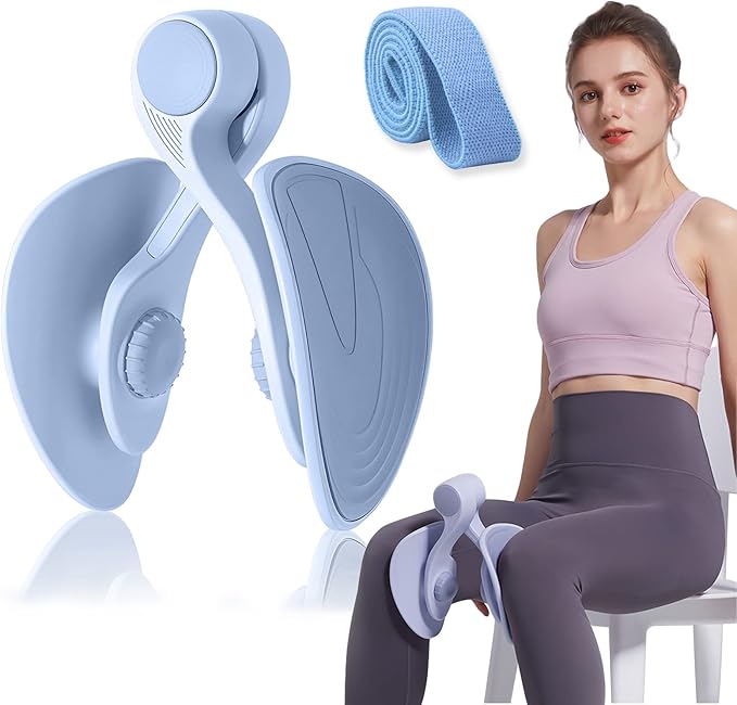 Pelvic Floor Exercise Devices, Inner Thigh Kegel Exerciser, Kegel Trainer for Postpartum Rehabilitation, Exerciser of Thigh at Home, Hip Under Desk Exercise Men Women with Band