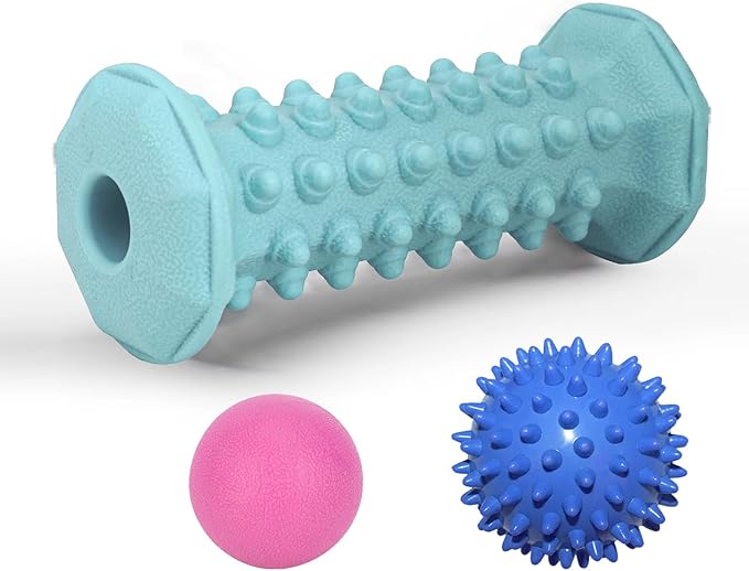 Plantar Fasciitis Relief Blue Set,Foot Roller Massager,Massage Lacrosse Ball,Spiky Ball Therapy Set for Relieve Plantar Fasciitis,Foot Arch and Heel Pain,Deep Tissue Muscle Massage