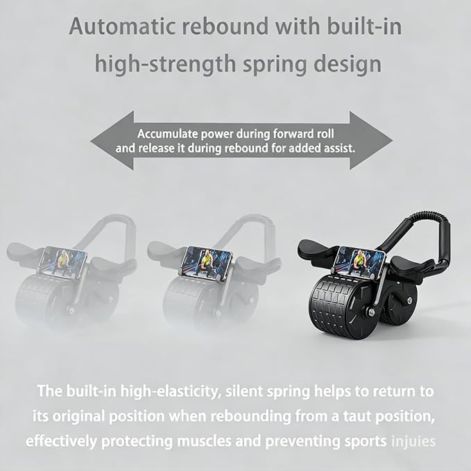 New Ab Roller for Wheel, Home Workout Auto Rebound Abdominal Wheel, Ab Abdominal Exercise Roller with Elbow Support, Core Workout Equipment for Strengthening Abs, for Women & Men
