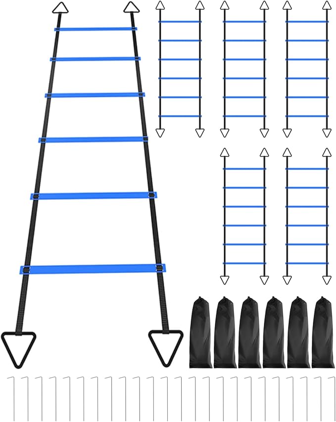 6 Packs Agility Ladder Speed Training Set - 36 Detachable Rungs (20 Inches Each) with 24 Ground Stakes, Portable Exercise Ladders for Soccer Football Footwork Training w/Carry Bag