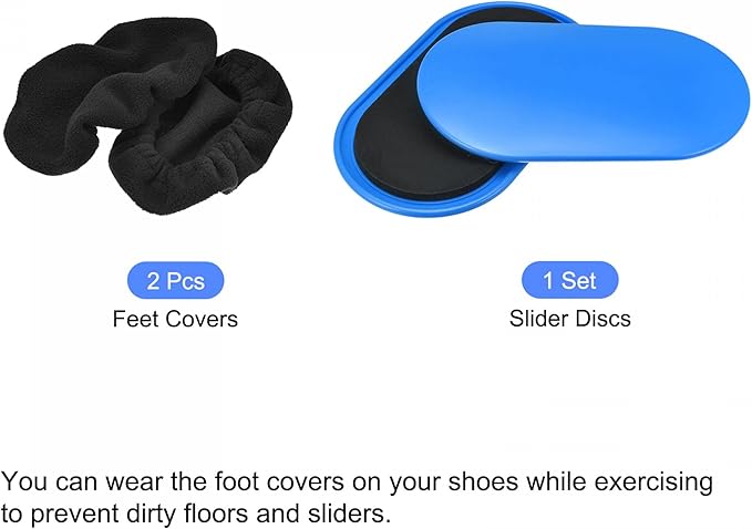 uxcell Exercise Core Sliders, Oval Glider Discs with Feet Covers, Dual Sided Usage in Home Gym for Full Body Workout