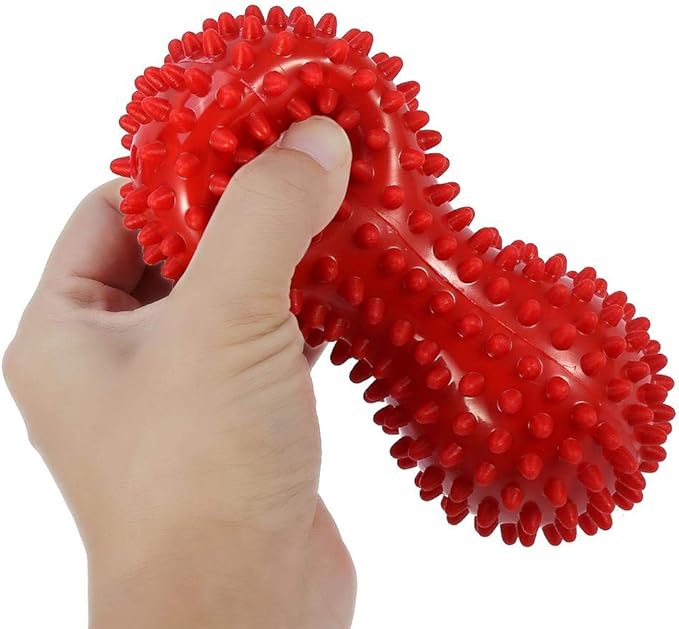 Spiky Massage Ball Peanut Massager Ball Fitness Exercise Mobility Peanut Ball Pain Muscle Steess Foot Myofascial Relief for Plantar Fasciitis Heel Foot Arch Pain (red)