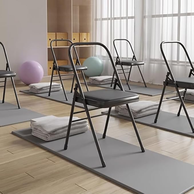Yoga Chair,Backless Yoga Chair Prop,Pilates Chair,Strength Training Inversion Equipment,Yoga Chair Iyengar,Foldable and Portable Folding Stools for Yoga,Black