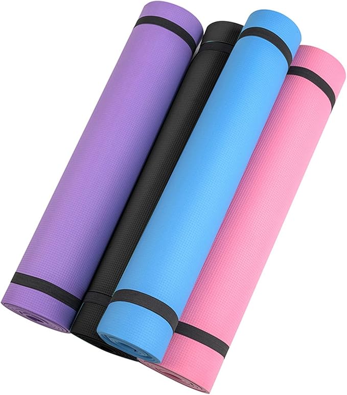 Black Yoga Mat, 70x23 Inches Anti-Tear Non-Slip Extra Thick High Density Fitness Mat with Carrying Strap,Comfortable Black Yoga Mat for Home Workout,Exercise,Stretching,Fitness,Pilates,Gym