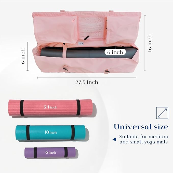 Tumaz Yoga Mat Bag | Padded Adjustable Shoulder Strap | Fits Up to 26" Mats | Multi-Pocket Storage for Essentials | Heavy-Duty G-Hook Closure | Lightweight & Durable for Yoga, Pilates & Fitness