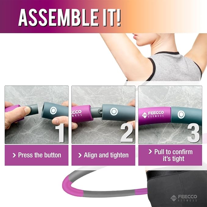 FEECCO Weighted Fitness Hoop, 8 Detachable Sections for Weight Loss