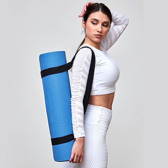 2 PCS Yoga Mat Carrier Strap Yoga Mat Sling Mats Slap Band Easy Holder Strap Adjustable Durable Exercise Carrier for Carrying Exercise Mats or Stretching (Black)
