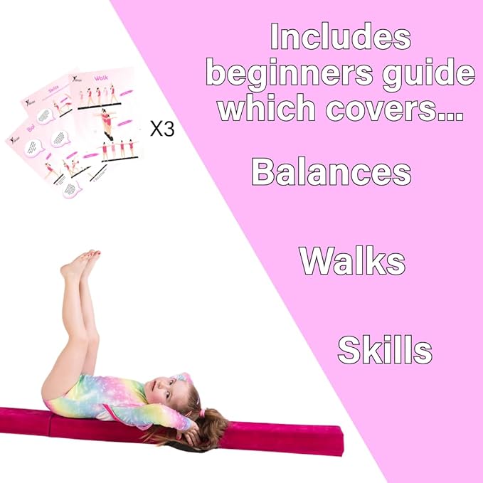 Artistic Gymnastics Beam for Home - 210/240/270/300 - Amazing Balance Equipment for Kids at Home - Faux Suede, High Density EVA Foam - Carrying Straps