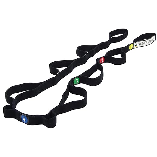 THERABAND Stretch Strap with Loops to Increase Flexibility, Dynamic Stretching Tool for Athletes Including Dancers, Cheerleaders, Gymnasts, Runners, Pilates and Yoga Elastic Stretch Out Band