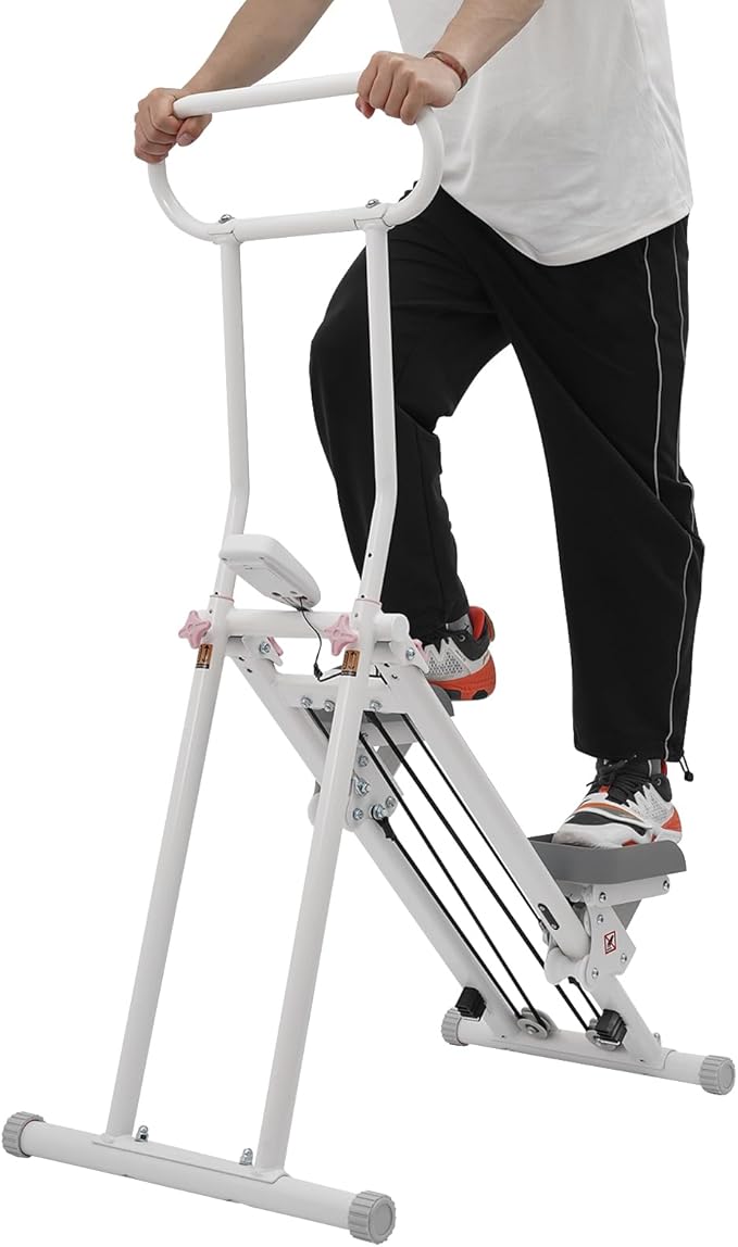 Foldable Stair Stepper Machine with LCD Display, 300lbs Vertical Climber for Home Gym, Adjustable Height Cardio Workout Equipment for Adults, Weight Loss