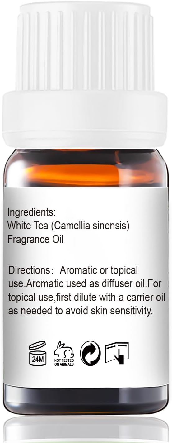 White Tea Diffuser Oil - Pure Natural Fragrance for Aromatherapy, Perfume Making, Candles, Soap, Room Spray, Diffuser Blends - Organic, 10mL Undiluted - Pack of 2