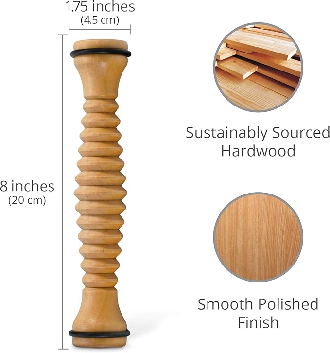 Body Back Wooden Foot Roller, Foot Massager for Plantar Fasciitis, for Stress Relief Support and Relaxation Through Smooth Fasciitis Roller Circulation Foot Pain Acupressure, 2 Pack