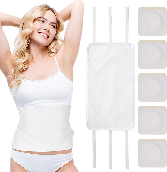 Organic Castor Oil Pack Wrap for Stomach & Liver – Reusable Castor Oil Wrap with Adjustable Straps and 5 Belly Button Patch, Less-Mess Leak-Proof Design, Soft Cotton Flannel Compress