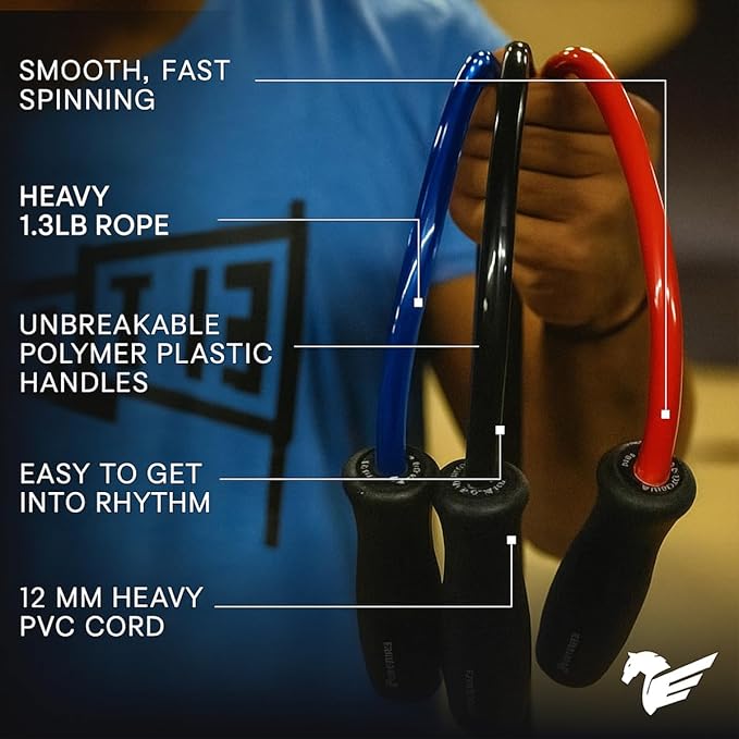Elite Jumps Muay Thai 2.0 Weighted Jump Rope - Designed for High-Intensity Training, Muay Thai, & MMA Workouts - Heavy 1.3lb PVC Jump Ropes for Fitness