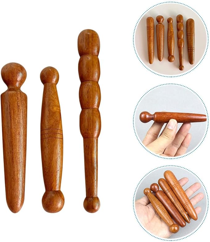 HEALLILY Foot Massage Stick 3 Pack, Wooden Reflexology Tools for Plantar Fasciitis Relief, Handheld Acupressure Wand Set for Deep Tissue Muscle Tension and Circulation, Thai Manual Aids