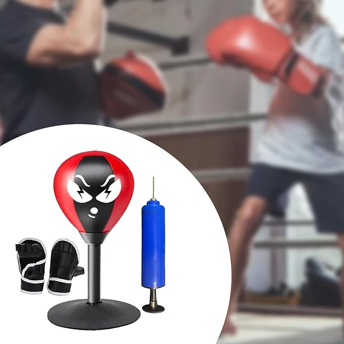 Boxing Reaction Ball Sports Reflex Bag Boxing Equipment, Professional Boxing Speed Ball with Stand for Workout Home Gym MMA, WithHalfFingerGloves