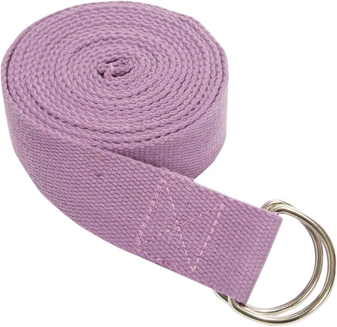 Everyday Yoga Strap with Metal D-Ring - Durable Stretching Strap for Yoga, Pilates, Flexibility & Physical Therapy (6ft, 8ft, 10ft)