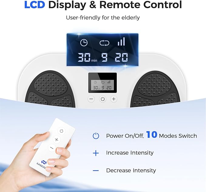Foot Massager for Neuropathy, Rechargeable TENS EMS Foot Stimulator with 10 Modes 20 Intensities, Feet Circulation Stimulator for Neuropathy, Plantar Fasciitis, Gifts for Mom Dad