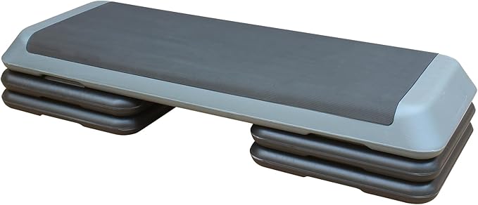 Adjustable Aerobic Workout Step Platform with 4 Stackable Risers in Fitness Exercise Platform Trainer,43” Aerobics Workout Stepper for Home Gym Cardio Strength Training