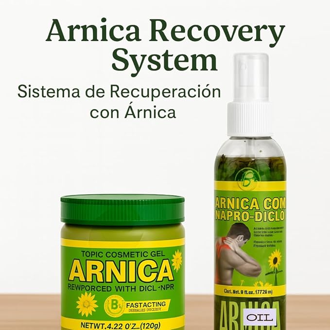 Arnica Massage Combo – Oil 6 fl oz + Gel 4.23 oz – Natural Topical Set for Muscles & Joints,Fast-Absorbing, Botanical Aroma,Daily Massage Therapy Use – Non-GMO,100% Natural – Authentic by BexpertsUSA