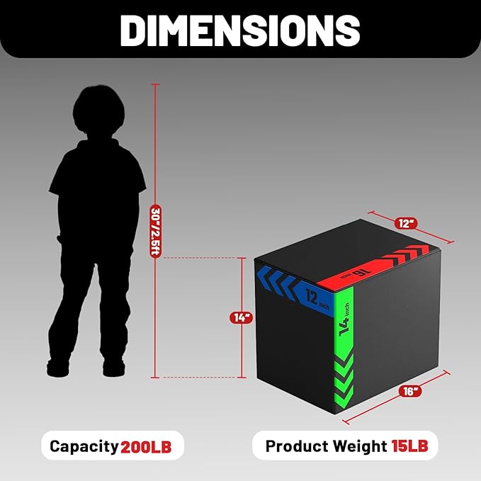 papababe 3-in-1 Plyometric Box Multi-use Jumping Exercise Equipment Trainer with Anti Slip Surface and High Density Foam for Workout Training