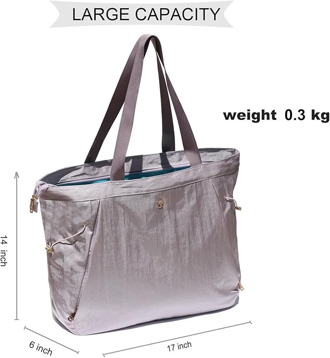 ESVAN Yoga Tote Bag for Women Shoulder Bags Drawstring for Office Workout Travel Carryall Pilates Gym and Beach