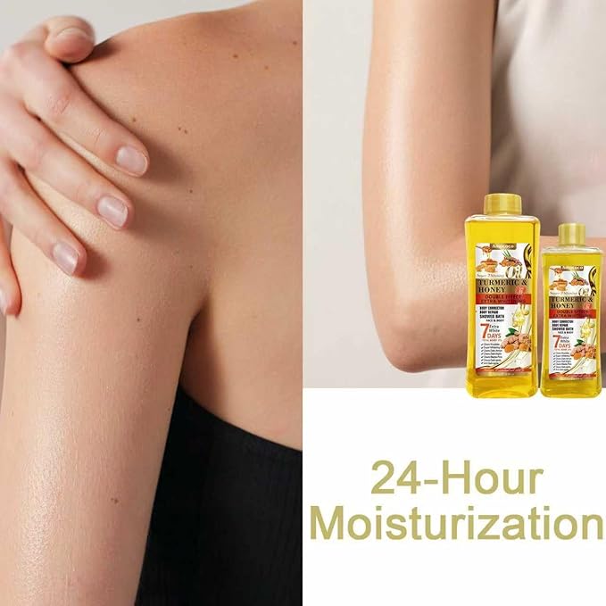Turmeric & Honey Body Massage Oil Set - 500ml + 250ml | Natural Nourishing Dual Formula for Daily Moisturizing