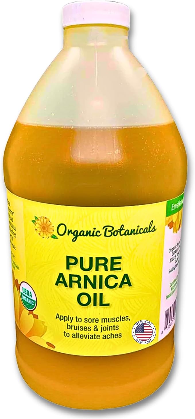 Arnica Oil - Pure Organic Muscle Discomfort Bottle - Arnica Montana Oil for Arthritis, Bruising & Swelling, Muscle, Joint Discomfort, and Sports Injuries, Arnica Massage Oil, 64 oz