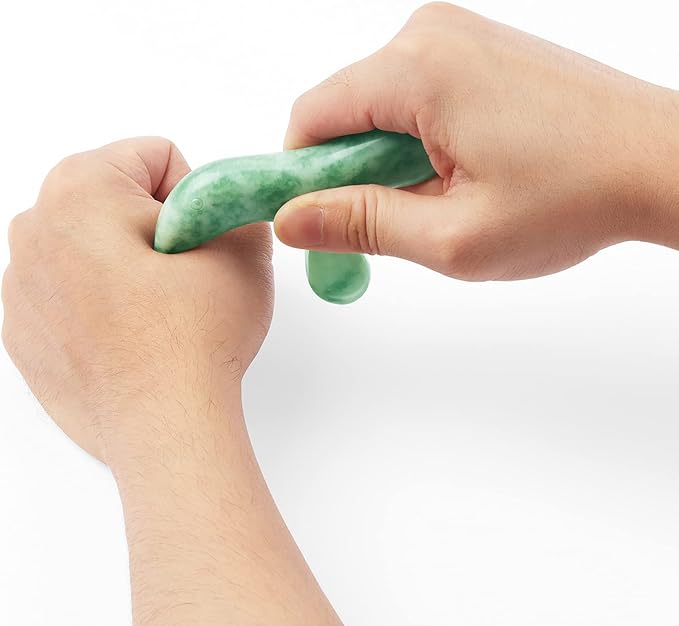 Deep Tissue Trigger Point Massage Tool - Natural Jade Gua Sha Acupuncture Scraping Stone - Foot Reflexology Acupressure Point Massager for Full Body Relax, Muscles Soreness and Pain Relief