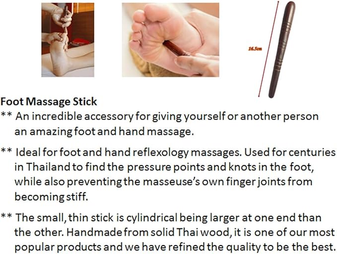 Reflexology Traditional Wooden Thai Massager Tools Full Body Foot Stick Hook Back Spa Face Gua Sha Therapy Trigger Point Massage Tool Relieve Shoulder Pain Wood (Set of Foot & Hand Therapy)