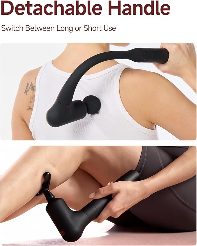 Upgraded 2-in-1 Massage Gun with Heat, Pain Relief Deep Tissue Back and Neck Massager with Extension Handle, Handheld Muscle Massage Gun for Back, Shoulder, Arm,Thigh, FSA-HSA Eligible