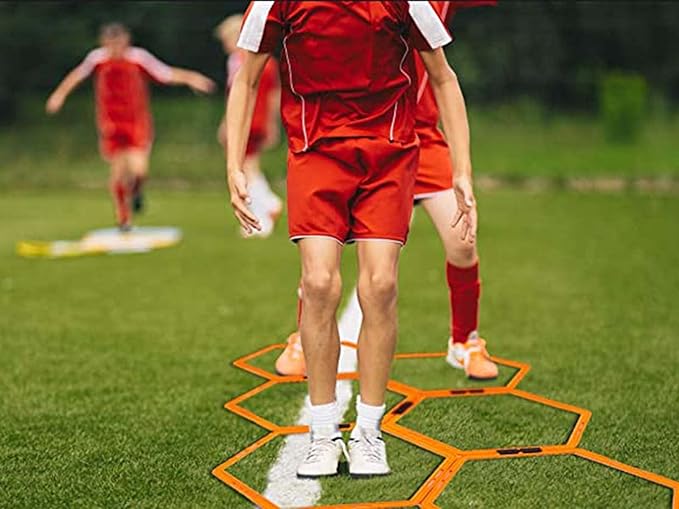 Hexagon Agility Ring Training Circle Ring Speed Agility Ladder Physical Training Ring Football Footwork Trainer Hurdles Agility Ladder Fitness Equipment Multicolor Training Ring 3Pcs